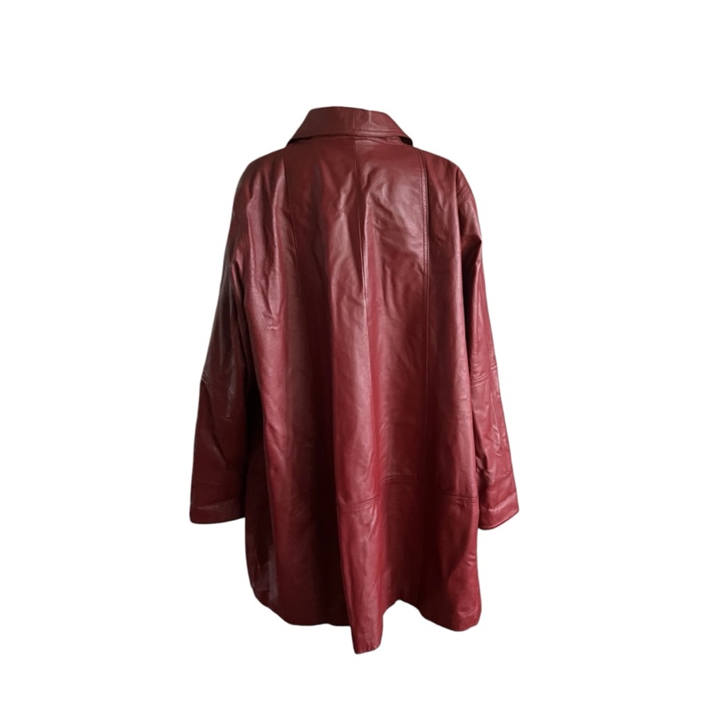 Dark Red Genuine 100% Leather Open Front Womens Coat. Sz 20W - Picture 4 of 9
